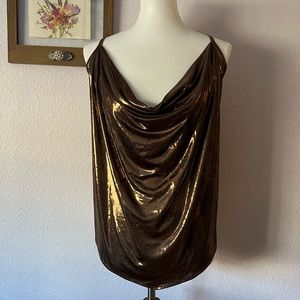 Metallic cowl neck tank